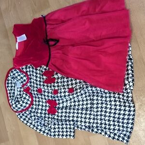 Blueberi Boulevard Girls Houndstooth Jacket and Red Dress 6/6X